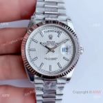 Noob Factory V3 Swiss Rolex Day Date II 3255 White Stripped Dial Watch